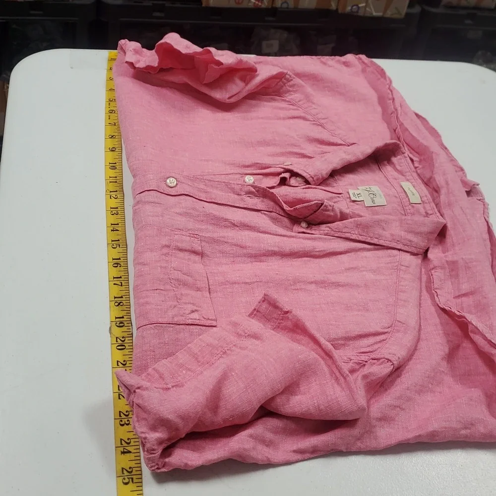 J Crew Baird Mcnutt Mens Classic Fit Button Up Linen Shirt Size XL Pink BE546